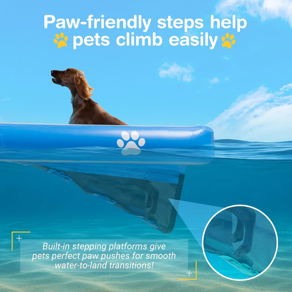 Inflatable Water Ramp for Dogs 60" L X 40" W - Durable PVC Dog Pool Float Ensures Safe and Easy Access for Dogs up to 220 Pounds, Perfect for Pools, Lakes, and Beaches