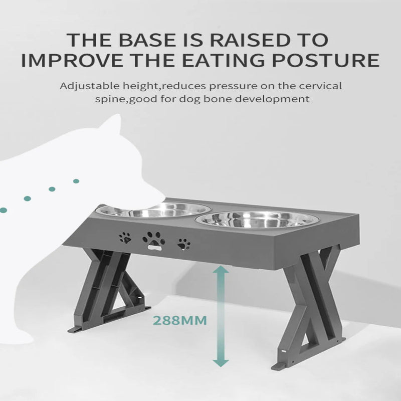 Dogs Double Bowl Adjustable Heights Elevated Pet Cat Food Feeding Dish with Stand Lift Tabel for Dog Water Feeder Stainless