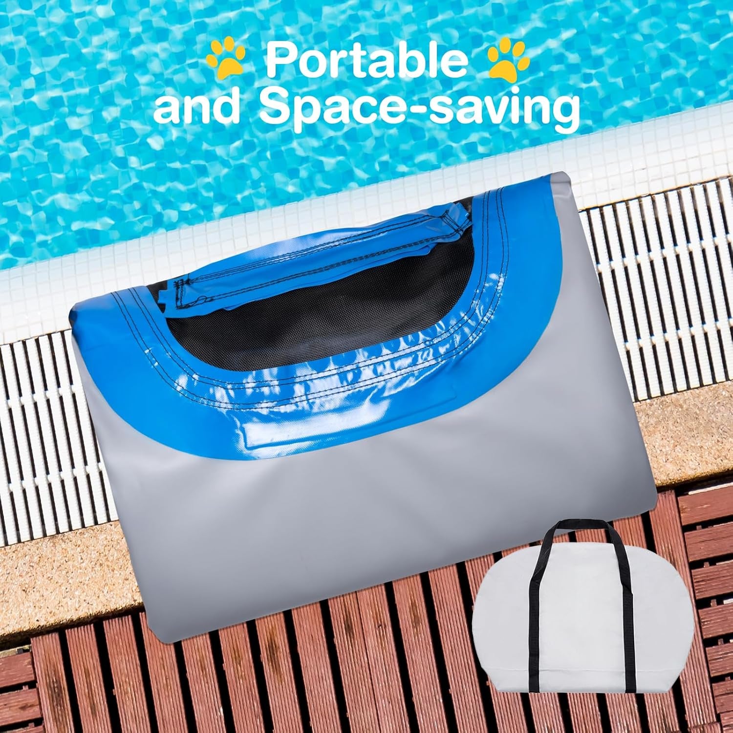 Inflatable Water Ramp for Dogs 60" L X 40" W - Durable PVC Dog Pool Float Ensures Safe and Easy Access for Dogs up to 220 Pounds, Perfect for Pools, Lakes, and Beaches