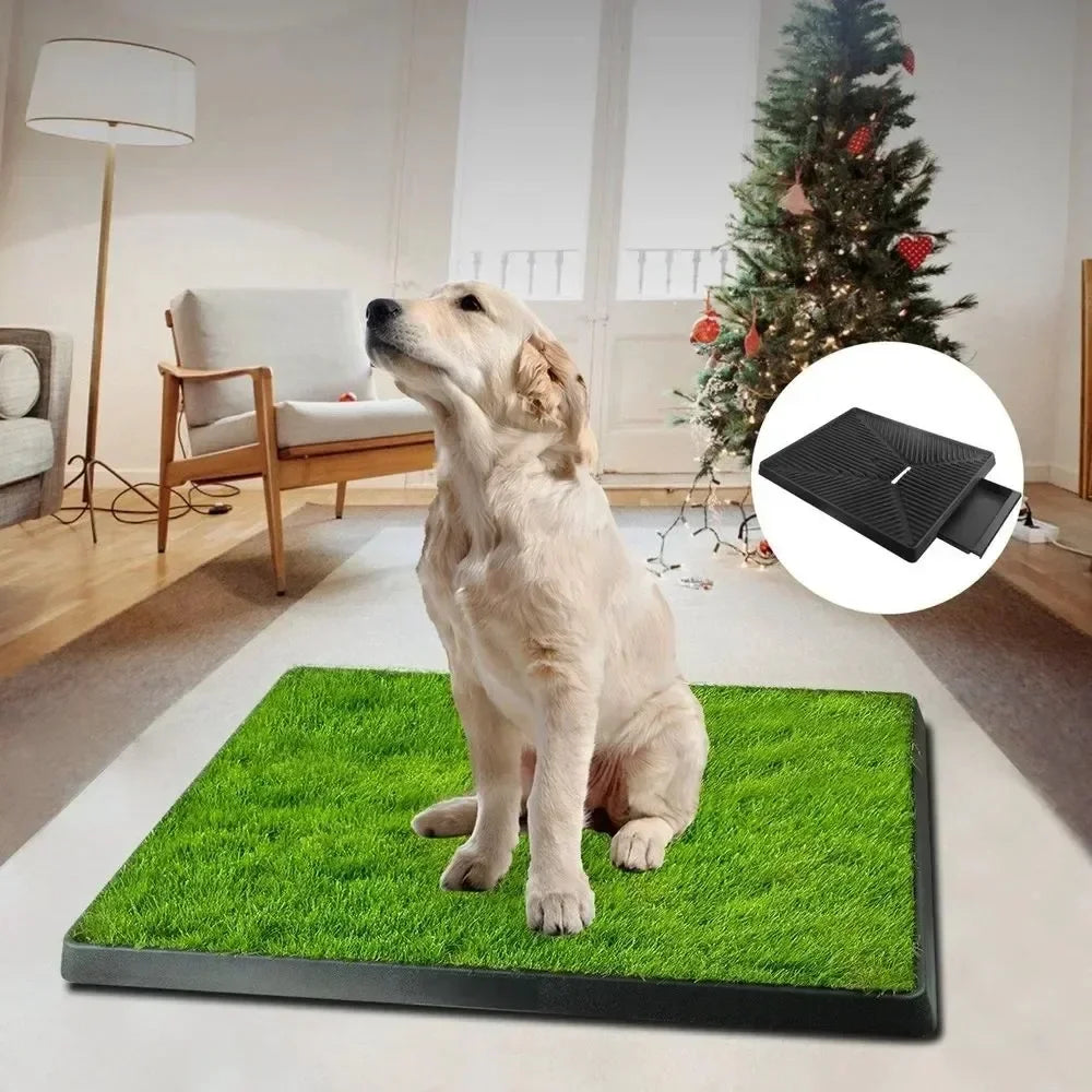 Pet Dog Toilet Portable Dog Potty Pan Anti-Splash 3 Layer Synthetic Grass Mesh Tray Toilet Puppy Kitten Urine Cleaning Tool