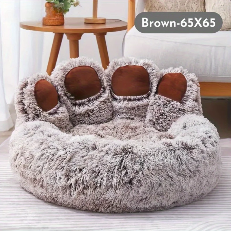 Kamorela Cozy Bear Paw Pet Bed – Soft & Snug Nest with Non-Slip Bottom
