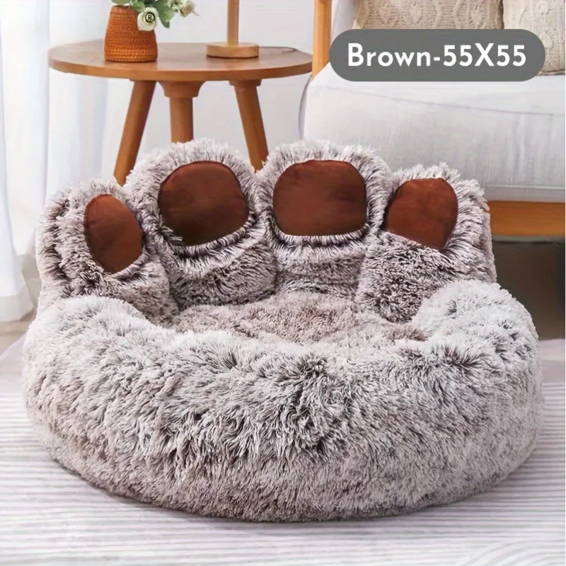 Kamorela Cozy Bear Paw Pet Bed – Soft & Snug Nest with Non-Slip Bottom