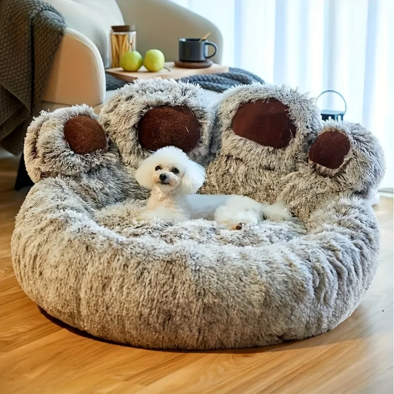 Kamorela Cozy Bear Paw Pet Bed – Soft & Snug Nest with Non-Slip Bottom
