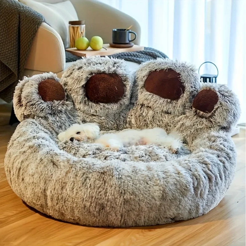 Kamorela Cozy Bear Paw Pet Bed – Soft & Snug Nest with Non-Slip Bottom